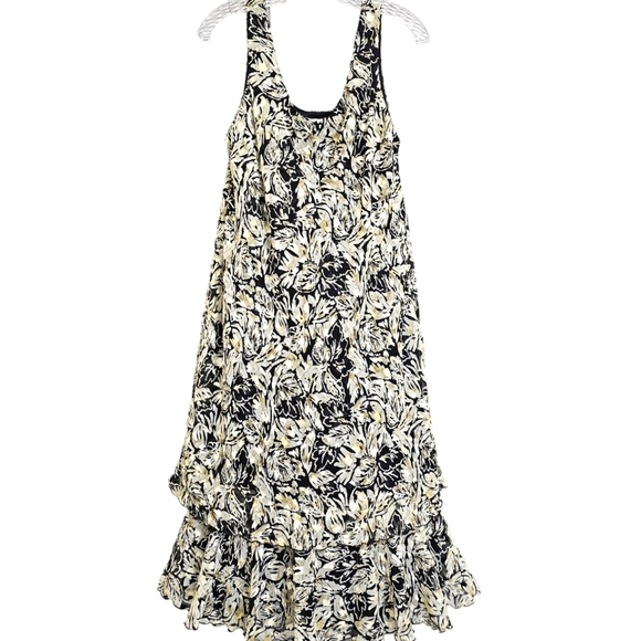 Nwt Saks Fifth Ave. Cattiva   Blk/Tan/Gold Floral Chiffon  Dress/Jacket  2pc Set - Picture 5 of 17